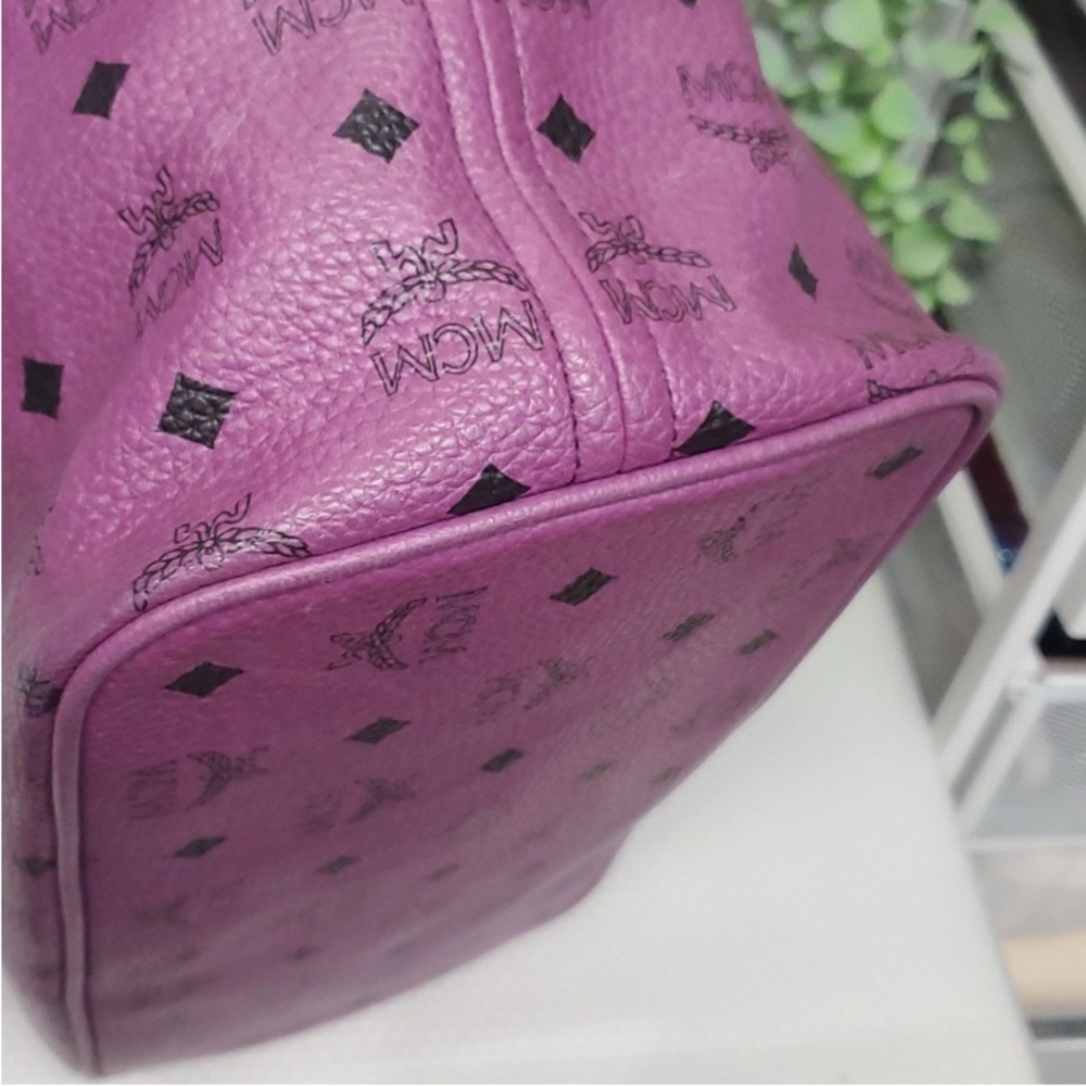 MCM Only Used Once! Custom Made Purple and Tan Monogram Tote Bag - Picture 9 of 16